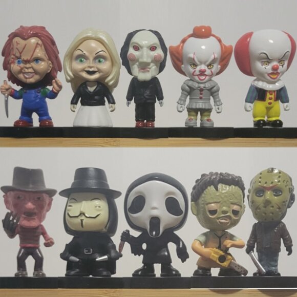 10 Horror Slasher Thriller Psycho Killer Movie Collectable Miniature Figures - Picture 1 of 16